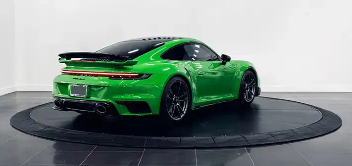 green-porsche-911-turbo-s-rental-rear-view-orlando-exotic-car-rentals