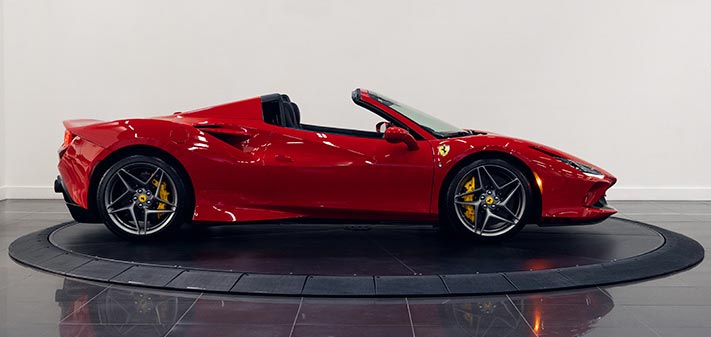 red-ferrari-f8-spider-rental-side-view-orlando-exotic-car-rentals