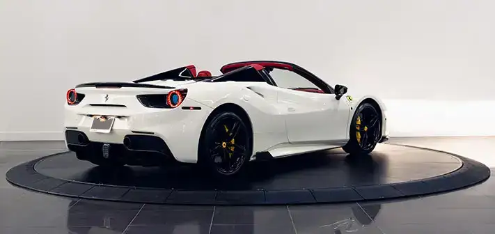 white-ferrari-488-spider-rental-rear-view-orlando-exotic-car-rentals