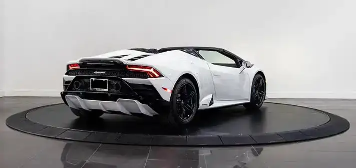 white-lamborghini-huracan-evo-spyder-rental-rear-view-orlando-exotic-car-rentals