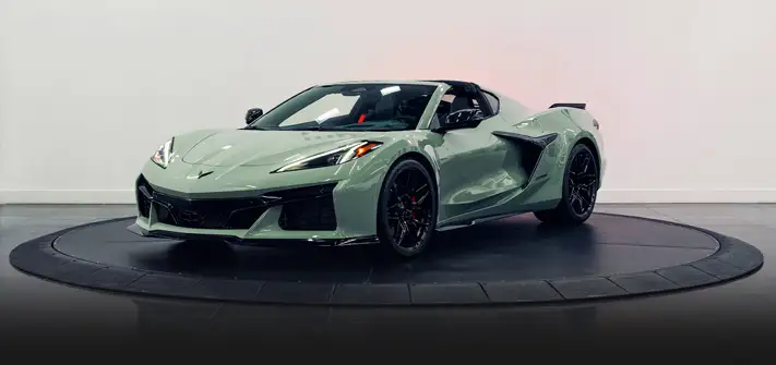 Green Chevrolet Corvette Z06 rental profile view - Orlando exotic car rental