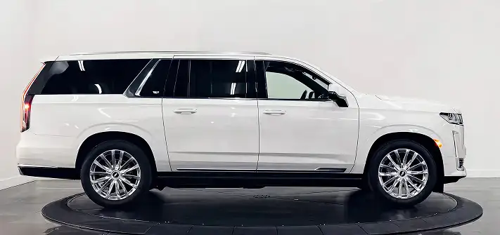 White on black Cadillac Escalade rental side view - Orlando exotic car rentals