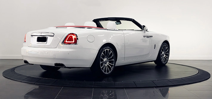 White Rolls Royce Dawn rental rear view - Orlando exotic car rentals