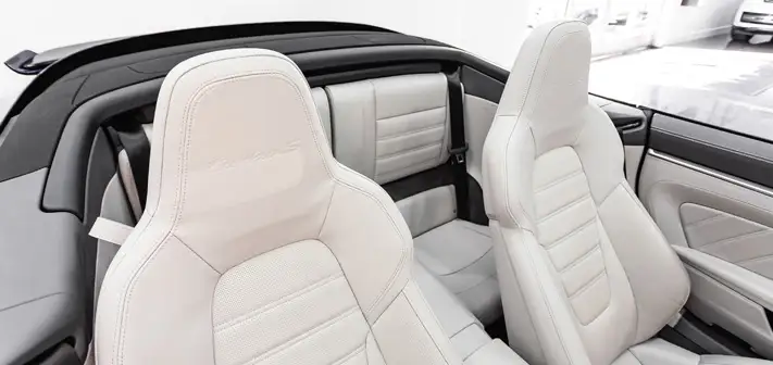 Blue Porsche 911 turbo S rental interior view - Orlando Exotic Car Rentals