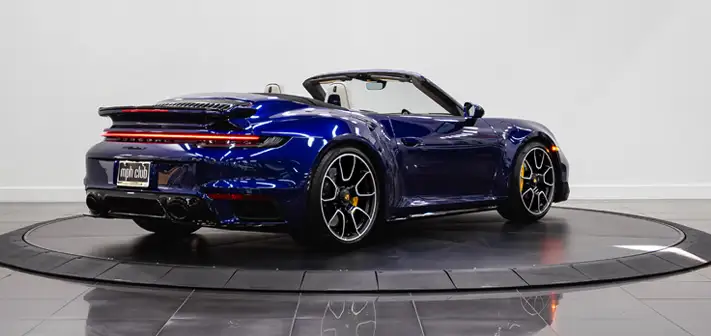 Blue Porsche 911 turbo S rental rear view - Orlando Exotic Car Rentals